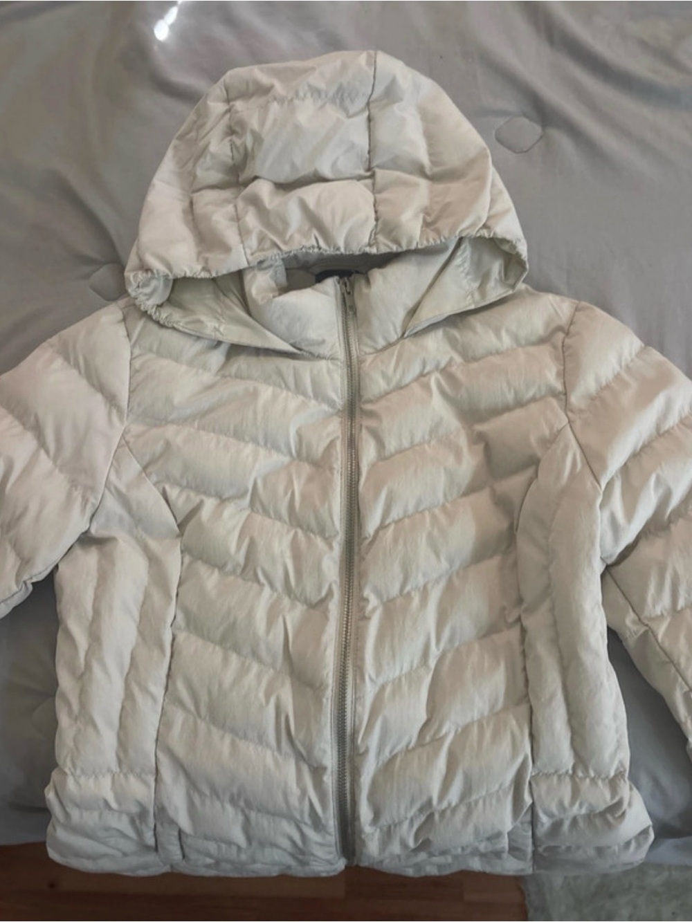 32 Degrees Women's Light Cream Hooded Puffer Jacket